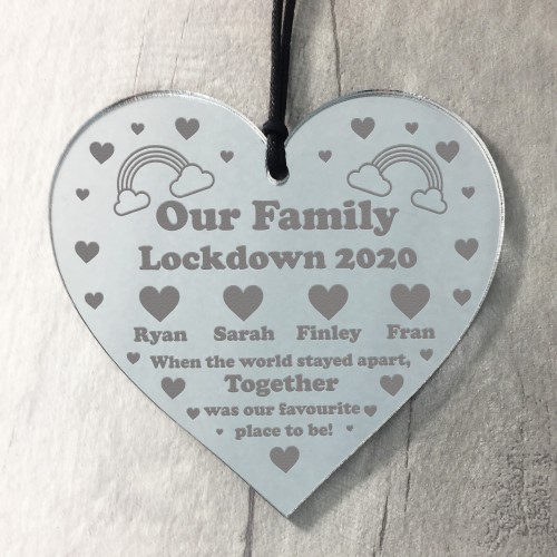 PERSONALISED LOCKDOWN Engraved Heart Family Gift