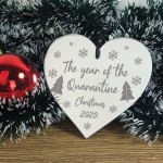 Quaratine 2020 Memory Christmas Tree Bauble Engraved Heart