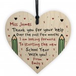 PERSONALISED Thankyou Teacher Gift Wood Heart Nursery School