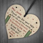 PERSONALISED Thankyou Teacher Gift Wood Heart Nursery School