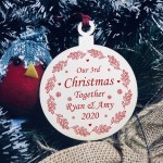 Our 3rd Christmas Together PERSONALISED Tree Decoration