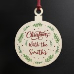 Personalised Wooden Christmas Tree Decoration Family Bauble 