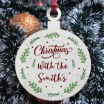 Personalised Wooden Christmas Tree Decoration Family Bauble 