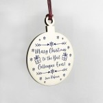 Xmas Gift For Colleague Wood Bauble Tree Decor PERSONALISED