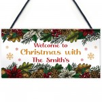 Welcome To Christmas With Sign PERSONALISED Christmas Decor