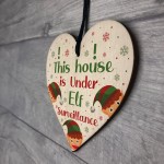 Elf Sign Elf Accessories Wood Heart Under Elf Surveillance