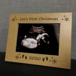 PERSONALISED Oak Photo Frame First Christmas Gift For New Baby