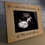 PERSONALISED Oak Photo Frame First Christmas Gift For New Baby