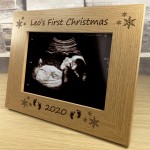 PERSONALISED Oak Photo Frame First Christmas Gift For New Baby