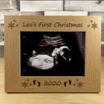 PERSONALISED Oak Photo Frame First Christmas Gift For New Baby