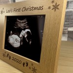 PERSONALISED Oak Photo Frame First Christmas Gift For New Baby