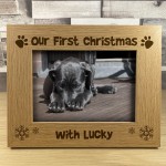 Our First Christmas Wooden Frame Pet Gift New Dog Gift Family