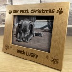 Our First Christmas Wooden Frame Pet Gift New Dog Gift Family