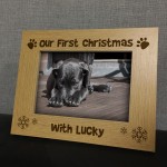 Our First Christmas Wooden Frame Pet Gift New Dog Gift Family