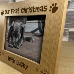 Our First Christmas Wooden Frame Pet Gift New Dog Gift Family