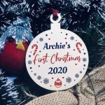 New Baby Gift PERSONALISED Wood Bauble Babys First Christmas