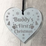 Personalised Dog's First Christmas Mirror Bauble Tree Decoration