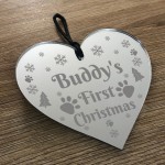 Personalised Dog's First Christmas Mirror Bauble Tree Decoration