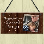 Personalised Merry Christmas Grandad Gift Photo Plaque Gift