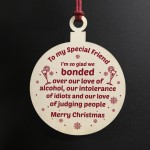 Handmade Friendship Christmas Bauble Gift Wood Tree Decoration