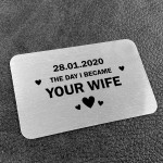 PERSONALISED Date Wallet Insert Anniversary Christmas Husband