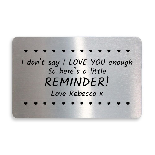 Personalised Wallet Card Insert I Love You Gifts For Him Her