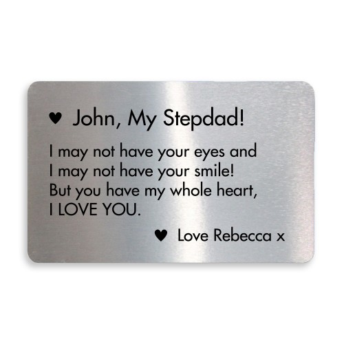 Personalised Stepdad Gift For Birthday Christmas Metal Card