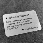 Personalised Stepdad Gift For Birthday Christmas Metal Card