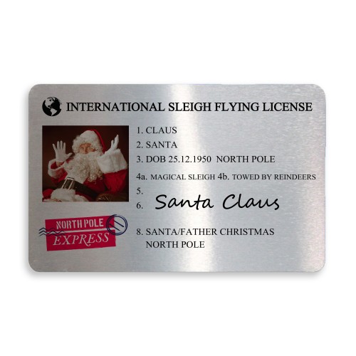 Santa Claus Lost Driving Licence Metal Card Christmas Gift