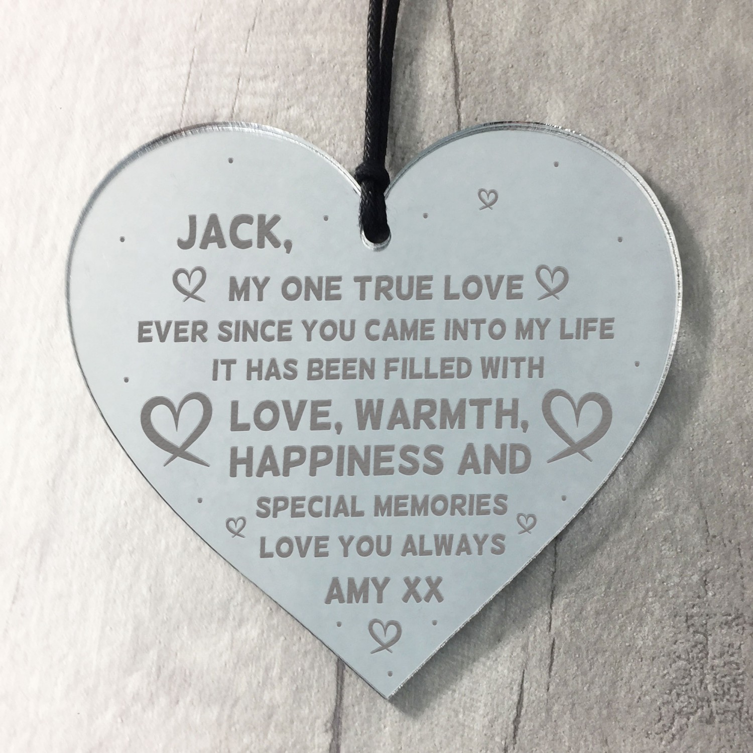 Personalised One True Love Engraved Heart Husband Wife Gift