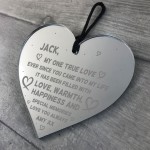 PERSONALISED One True Love Engraved Heart Husband Wife Gift