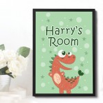 Personalised Framed Dinosaur Print For Boys Bedroom Nursery Gift