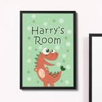 Personalised Framed Dinosaur Print For Boys Bedroom Nursery Gift