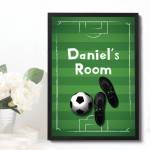 Personalised Football Theme Framed Print For Boys Bedroom