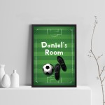 Personalised Football Theme Framed Print For Boys Bedroom