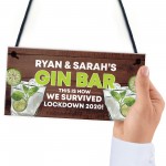 PERSONALISED Gin Bar Lockdown Gift Funny Home Bar Sign