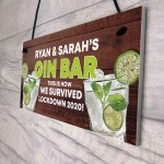 PERSONALISED Gin Bar Lockdown Gift Funny Home Bar Sign