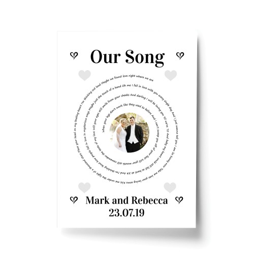 Personalised Wedding Gift For Husband Wife Song Lyrics Print