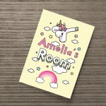 Personalised Unicorn Theme Print For Girls Bedroom Rainbow