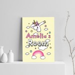 Personalised Unicorn Theme Print For Girls Bedroom Rainbow