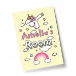 Personalised Unicorn Theme Print For Girls Bedroom Rainbow