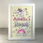 Unicorn Bedroom Sign Personalised A4 Frame Birthday Christmas