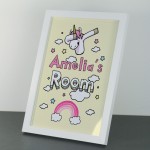 Unicorn Bedroom Sign Personalised A4 Frame Birthday Christmas