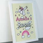 Unicorn Bedroom Sign Personalised A4 Frame Birthday Christmas