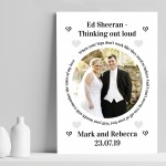 Wedding Memory Gift PERSONALISED Song Lyric Print Anniversary