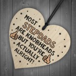 Rude Step Dad Gift Novelty Wood Heart Funny Birthday Christmas