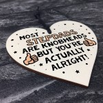 Rude Step Dad Gift Novelty Wood Heart Funny Birthday Christmas