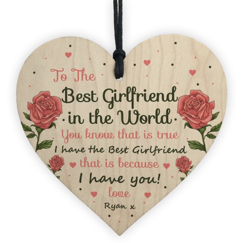 Best Girlfriend Gift Wood Heart Girlfriend Birthday Christmas