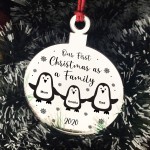 Personalised Our First Christmas As A Family Engraved Bauble New