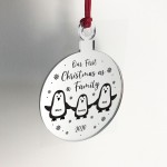 Personalised Our First Christmas As A Family Engraved Bauble New